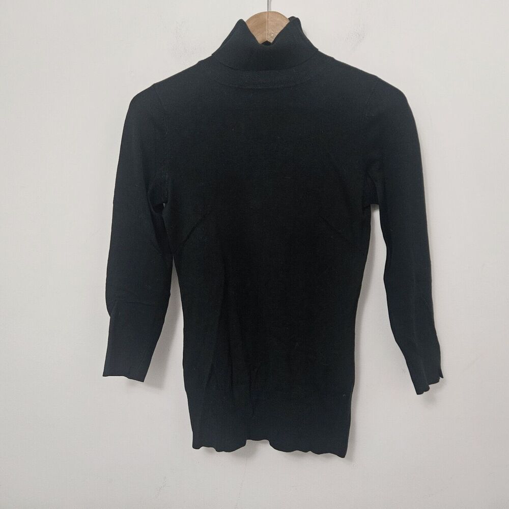 WAREHOUSE Women's Black Turtle Neck Knit Long Sleeve Stretch Sweater Size 6
